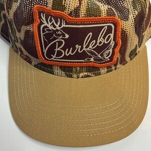 BURLEBO Camo Mesh Hat with Brown Brim - Plastic Snap with Woven Label Closure